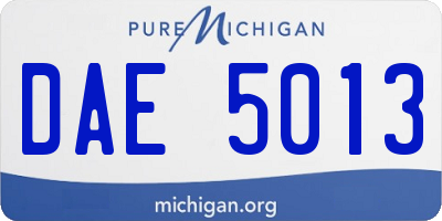 MI license plate DAE5013