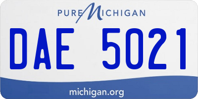 MI license plate DAE5021