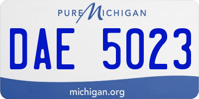 MI license plate DAE5023