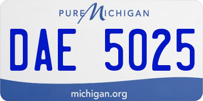 MI license plate DAE5025