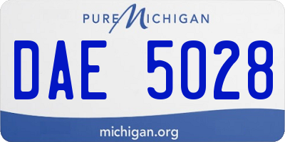 MI license plate DAE5028