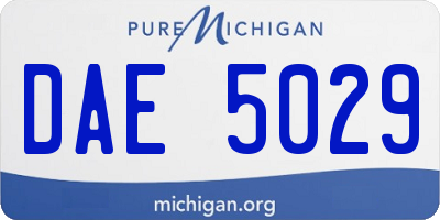 MI license plate DAE5029