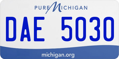 MI license plate DAE5030