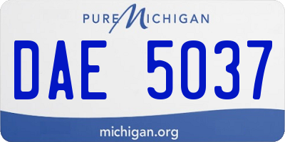 MI license plate DAE5037