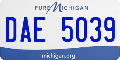 MI license plate DAE5039