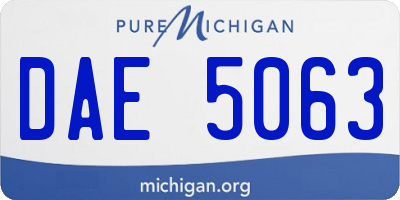 MI license plate DAE5063