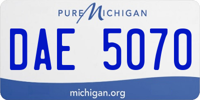 MI license plate DAE5070