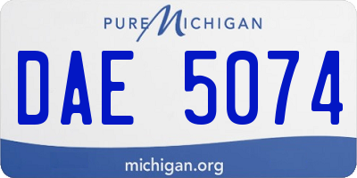 MI license plate DAE5074