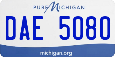MI license plate DAE5080