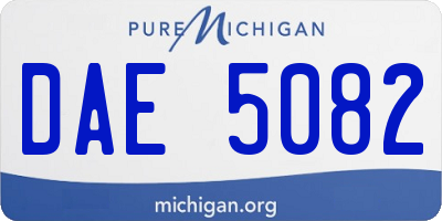 MI license plate DAE5082