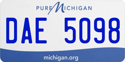 MI license plate DAE5098