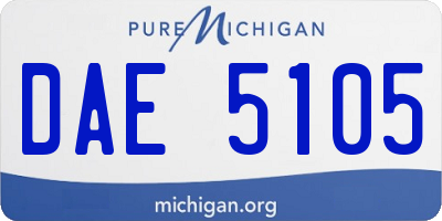 MI license plate DAE5105