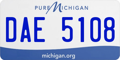 MI license plate DAE5108