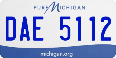 MI license plate DAE5112