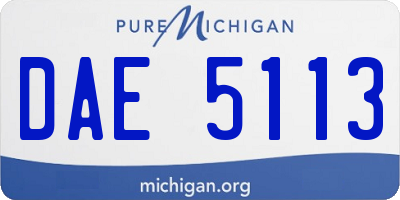 MI license plate DAE5113