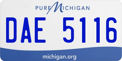 MI license plate DAE5116