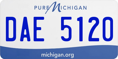 MI license plate DAE5120