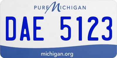 MI license plate DAE5123