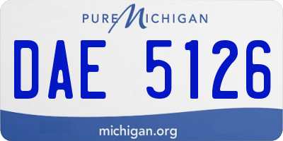 MI license plate DAE5126