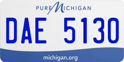 MI license plate DAE5130