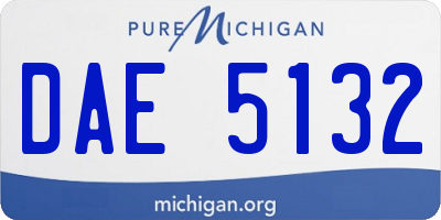 MI license plate DAE5132