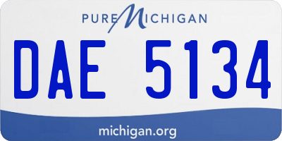 MI license plate DAE5134