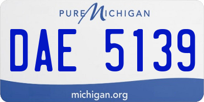 MI license plate DAE5139