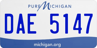 MI license plate DAE5147
