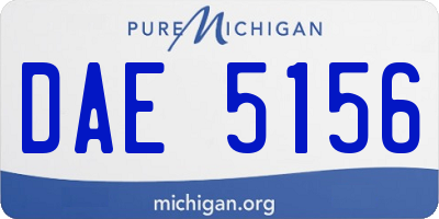 MI license plate DAE5156