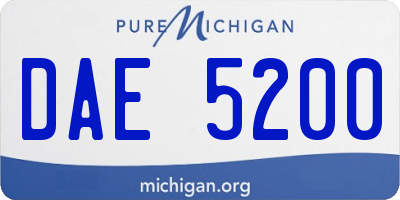 MI license plate DAE5200