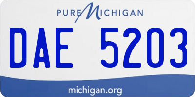 MI license plate DAE5203