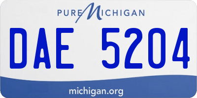 MI license plate DAE5204