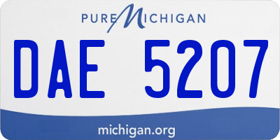 MI license plate DAE5207