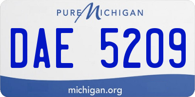 MI license plate DAE5209