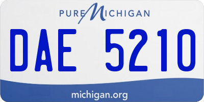 MI license plate DAE5210
