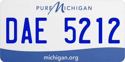 MI license plate DAE5212