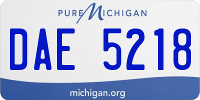 MI license plate DAE5218