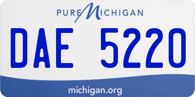 MI license plate DAE5220
