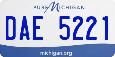MI license plate DAE5221