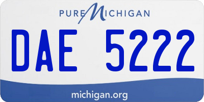 MI license plate DAE5222