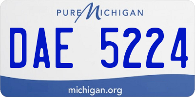 MI license plate DAE5224