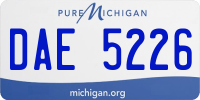 MI license plate DAE5226