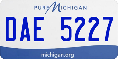 MI license plate DAE5227