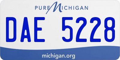 MI license plate DAE5228