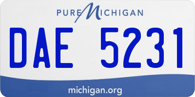 MI license plate DAE5231