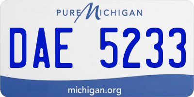 MI license plate DAE5233
