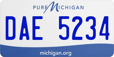 MI license plate DAE5234