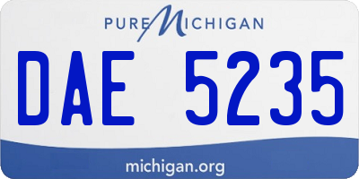 MI license plate DAE5235
