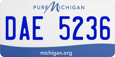 MI license plate DAE5236
