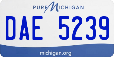 MI license plate DAE5239